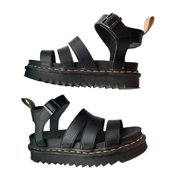 DR. MARTENS  Vegan Blaire Womens 7 Felix Gladiator Sandals in Black Summer Docs! - Picture 3 of 10